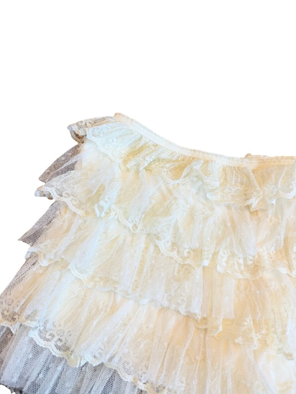 Jaded London Tiered Ruffle Lace Shorts Ivory Sheer Size Small Women's NWT - Picture 6 of 14